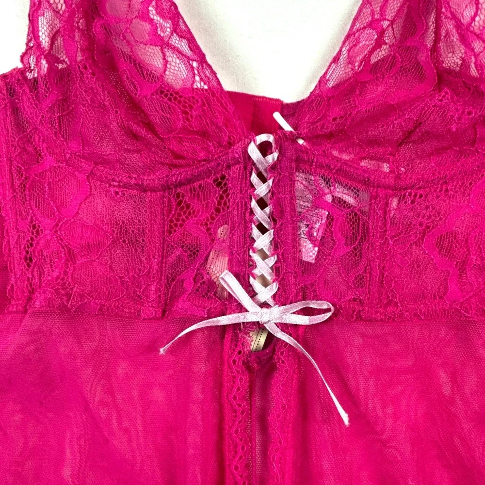 Forever 21 Babydoll Lingerie Lace Trim‎ Pink Corset Style